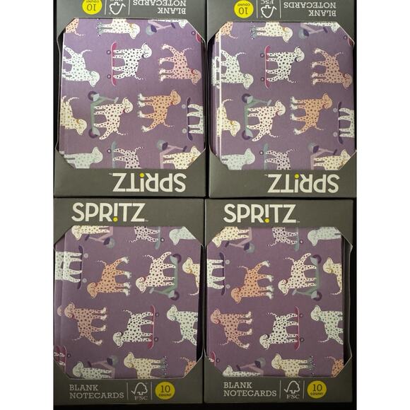 4 Pack Spritz™: Cards, Cute Dog Design, Blank Inside, Includes Envelopes, Purple - Picture 1 of 3